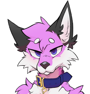 A headshot taken from a drawing of my fursona.