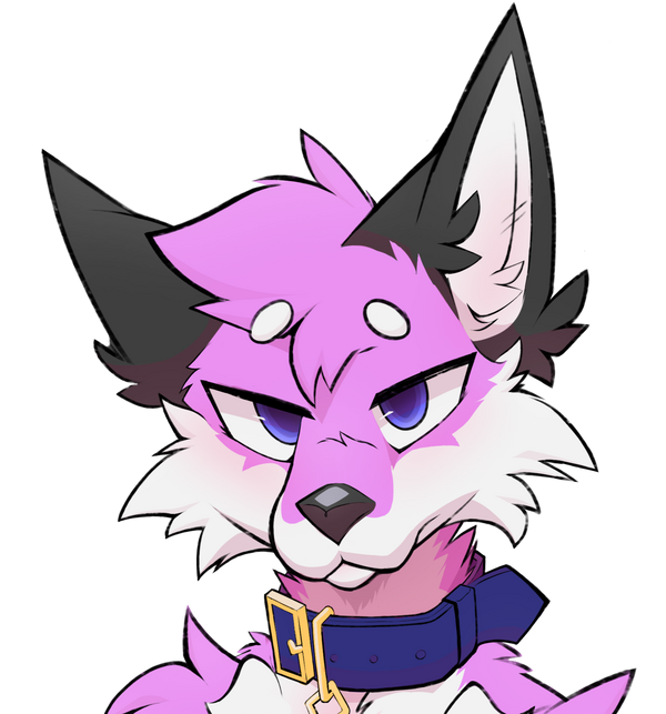 A headshot taken from a drawing of my fursona.
